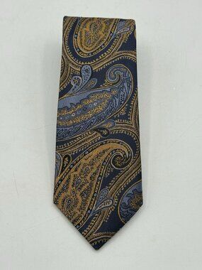 Allen Edmonds Paisley Silk Tie Burgundy Blue Gold Italian Silk Made in USA